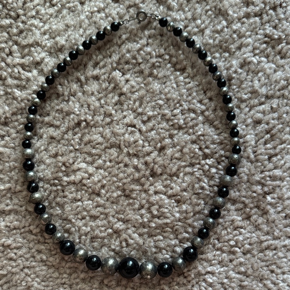 Black and Silver Beaded Necklace